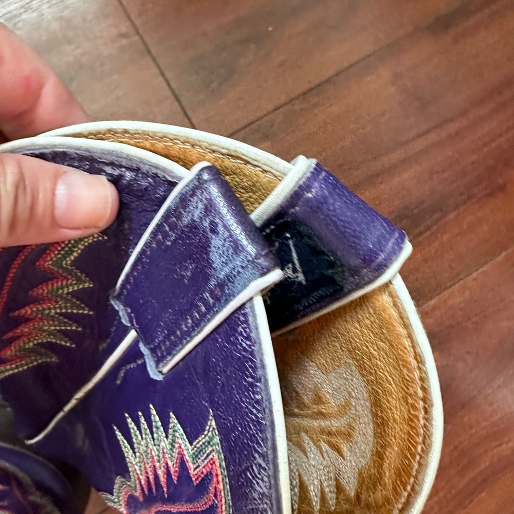 Justin Boots Purple and Brown Women's Cowboy Boots - Picture 14 of 16